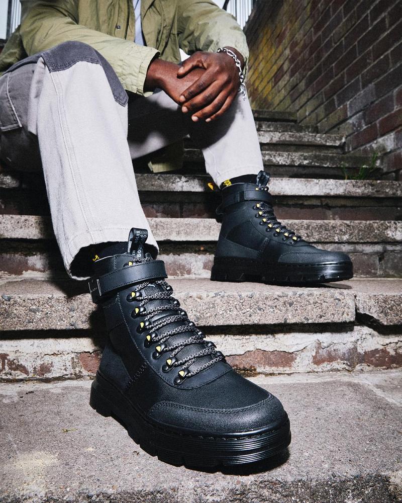 Dr Martens Combs Tech Coated Canvas Enkellaars Heren Zwart | NL 363FDN